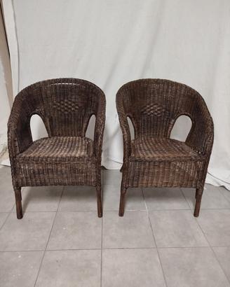 coppia poltrone in midollino e vimini anni 70 