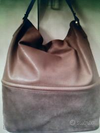 Borsa in pelle Pollini color tortora