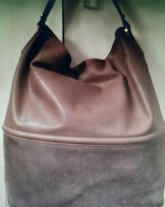 Borsa in pelle Pollini color tortora