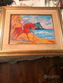 Quadro ceramica Cavallo di gloria di Aligi Sassu