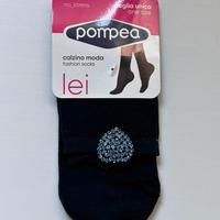 Calzini Pompea  blu da donna con cuore di strass