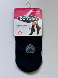 Calzini Pompea  blu da donna con cuore di strass