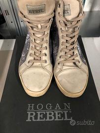 Sneakers Hogan Rebel 37 grigio con paillettes