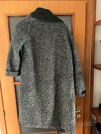 Cappotto cardigan donna lungo grigio bouclé
