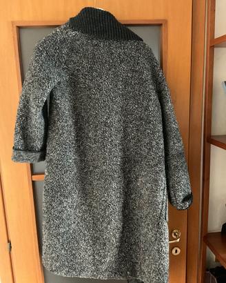 Cappotto cardigan donna lungo grigio bouclé