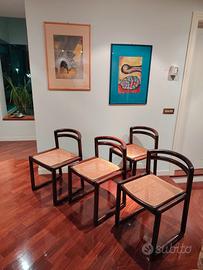 Set di 4 sedie in legno e paglia di Vienna