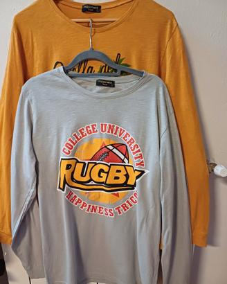 set 2 t-shirt di cotone a maniche lunghe, taglia L