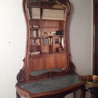 Consolle con specchio e ripiano in marmo
