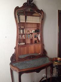 Consolle con specchio e ripiano in marmo