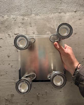 faretti industriale in acciaio 4 luci girevoli