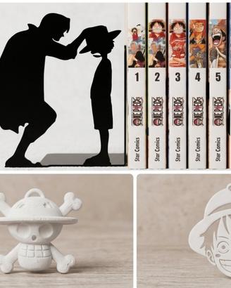 Set One Piece: 2 Portachiavi + Reggilibro Luffy