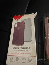 iPhone 10 custodia glitter rosa a 3 strati