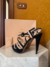 Prada sandali scarpe tacco donna neri 38 rosa