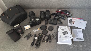Canon EOS 80D, 3 obiettivi, flash, 20+ accessori
