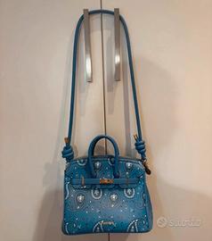 borsa blu effetto bandana