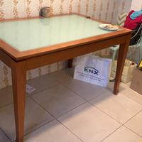 Tavolo da pranzo legno e vetro temperato