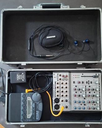 Sistema in ear Shure + mixer Behringer + metronomo