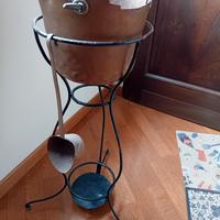 SOLO PORTACATINO / VASO IN FERRO BATTUTO ANTICO