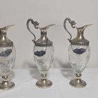 Tris Caraffe Vintage Buton - Vetro e Metallo Argen