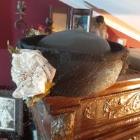 cappello vintage'80 paglia rosa in seta M.Lavo