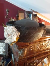 cappello vintage'80 paglia rosa in seta M.Lavo