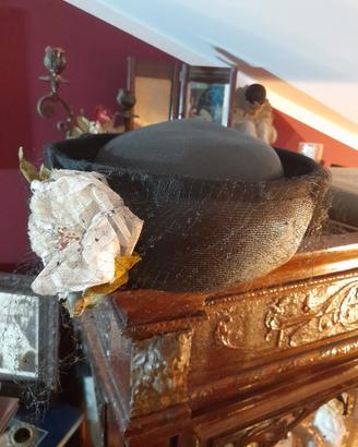 cappello vintage'80 paglia rosa in seta M.Lavo