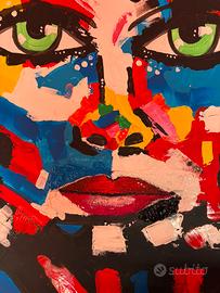 Quadro donna arte moderna materico certificato