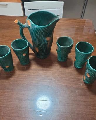 Servizio Vintage Ceramica Verde "Faux Bois"  Brocc