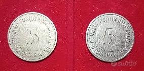Monete da 5 marchi della Germania Ovest del 1975
