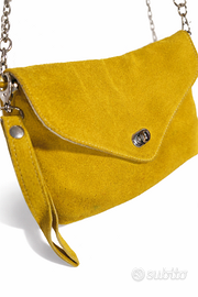Borsa donna gialla tracolla catena elegante