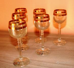 SERVIZIO 6 BICCHIERINI LIQUORE IN CRISTALLO BOEMIA