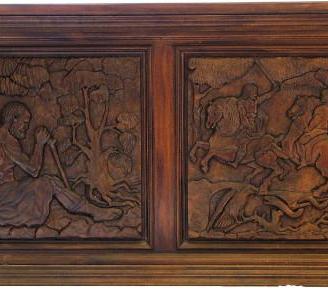 Scrivania noce massello intagliata antica