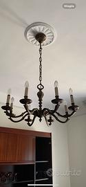 Lampadario tipo cambisa ottone bronzo candeliere