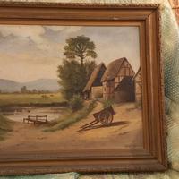 Coppia di dipinti (olio su cartone) - Epoca 1920