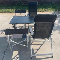 Tavolo pieghevole campeggio + 2 sedie 2 sdraio