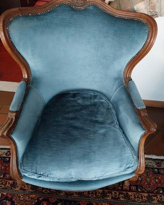 Poltrone in stile Rococo' con imbottitura in piuma