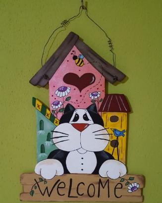 Sagoma in legno welcome