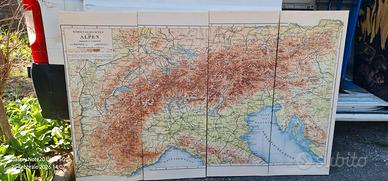 Carta geografica storica delle Alpi – vintage – 4