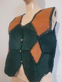 Gilet vintage anni 70 in pelle scamosciata 