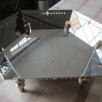 centrotavola vintage in acciaio inox esagonale