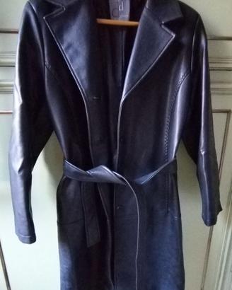 Trench donna nero 46 con cintura