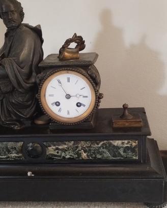Orologio antico da camino in bronzo e marmo