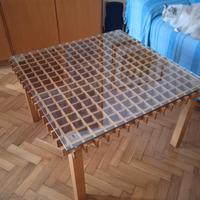 tavolino legno e vetro