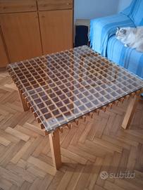 tavolino legno e vetro