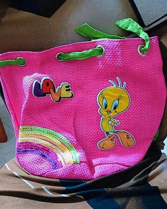 Borsa a secchiello rosa di Titti (Tweety Bird)