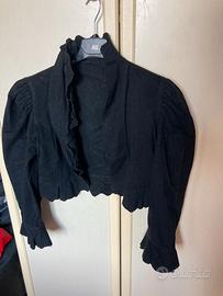 Giacchino corto nero lana pizzo