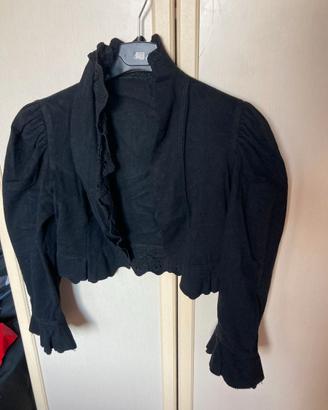 Giacchino corto nero lana pizzo