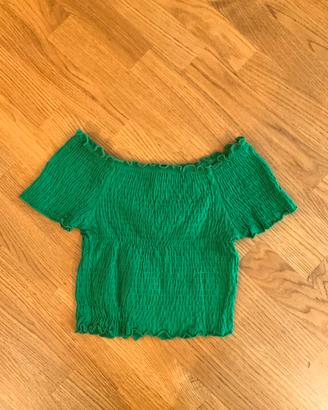 Top corto verde bambina, taglia 11-12 anni