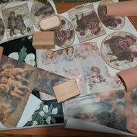 Materiale per decoupage carta,tegole,scatoline,ecc