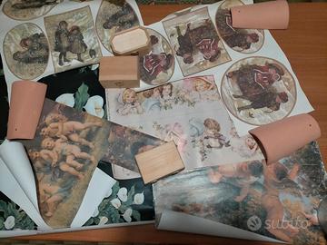 Materiale per decoupage carta,tegole,scatoline,ecc